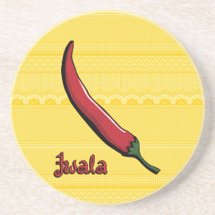 Jwala Chili Pepper Sandstein-Getränkeuntersetzer Getränkeuntersetzer