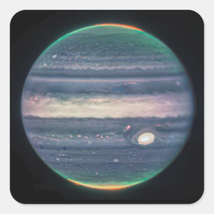 JWST-Bild des Planeten Jupiter in Infrarot Quadratischer Aufkleber