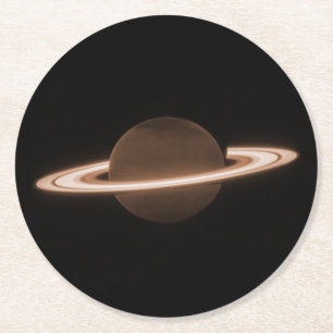 JWST James Webb Space Telescope Saturn Infrared Runder Pappuntersetzer