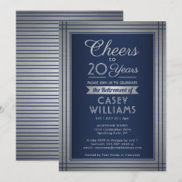 JY Number Rentirement Party Cheers Navy and Silver Einladung