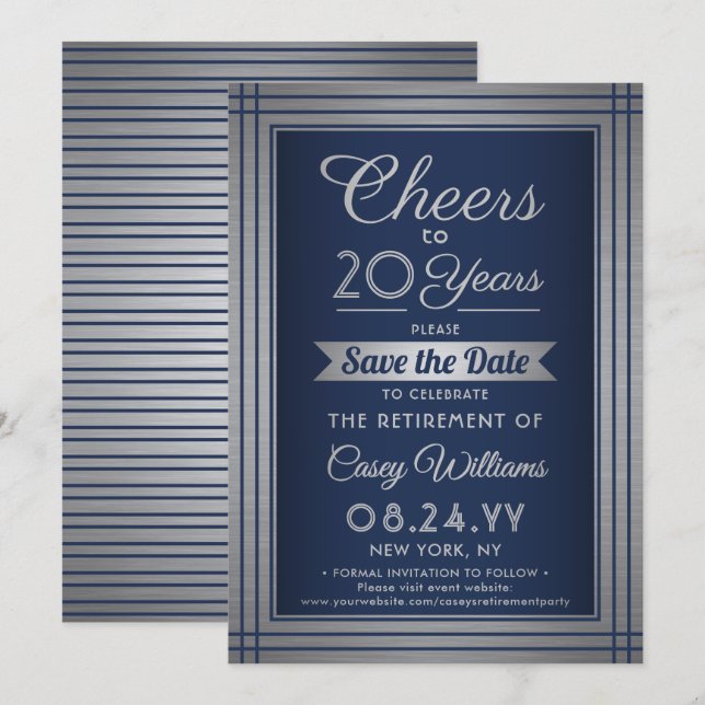 JY Number Retirement Party Cheers Navy Blue Save The Date (Vorne/Hinten)