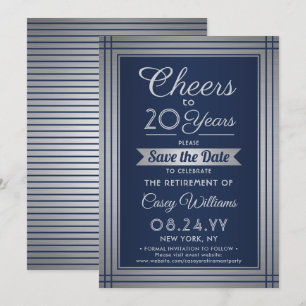 JY Number Retirement Party Cheers Navy Blue Save The Date
