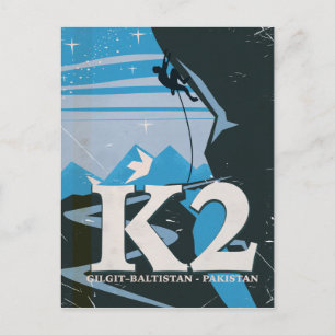 K2 Mountain Climb Reiseplakat Postkarte