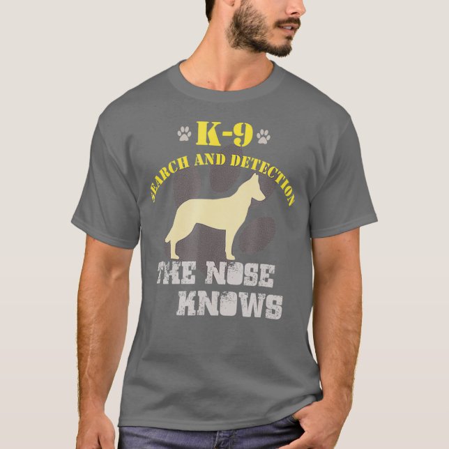 K9 Detektion    HundBelgischer Malinois-Schäferhun T-Shirt (Vorderseite)