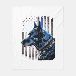 K9 Deutsche Schäferpolizei Dog Thin Blue Line Flag Fleecedecke