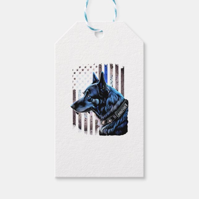 K9 Deutsche Schäferpolizei Dog Thin Blue Line Flag Geschenkanhänger (Vorderseite)