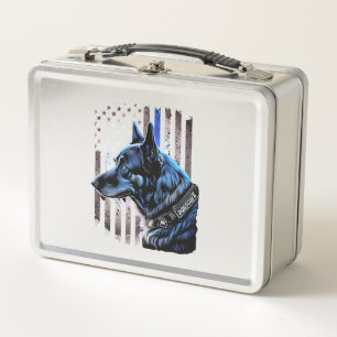 K9 Deutsche Schäferpolizei Dog Thin Blue Line Flag Metall Brotdose