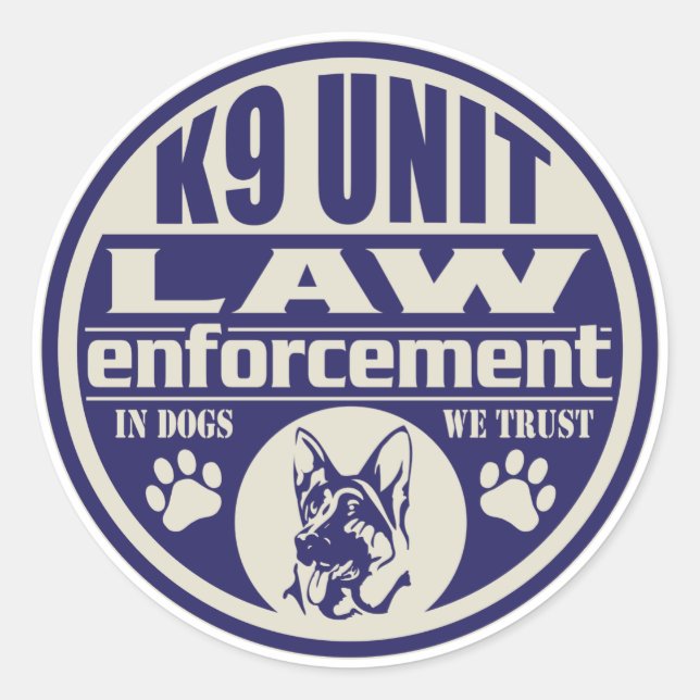 K9 Einheit bei Hunden Wir vertrauen Blue Runder Aufkleber (Vorderseite)