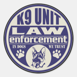 K9-Einheit In Dogs We Trust Blau Runder Aufkleber