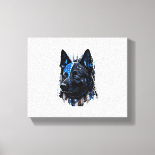 K9 Polizei Hund Deutscher Sherman American Flag Po Leinwanddruck