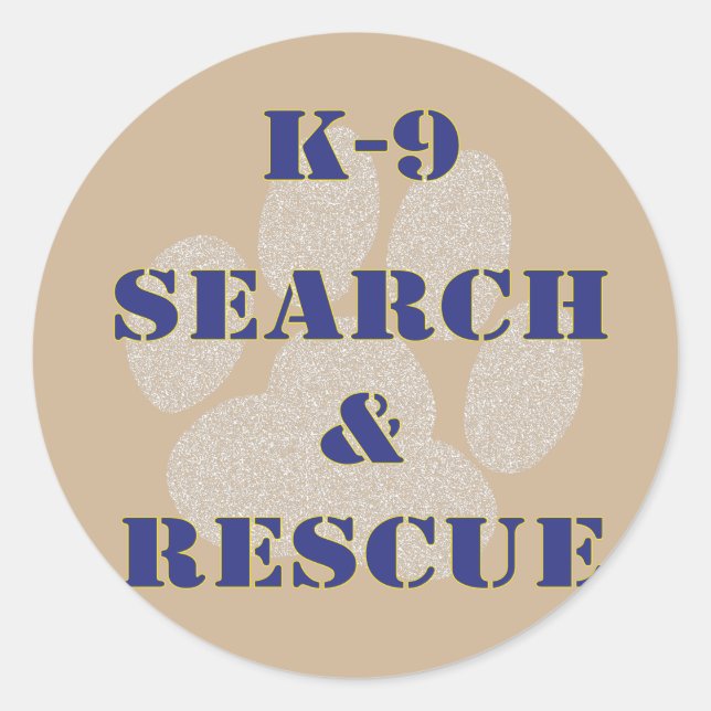 K9 Suche und Rettung Runder Aufkleber (Vorderseite)