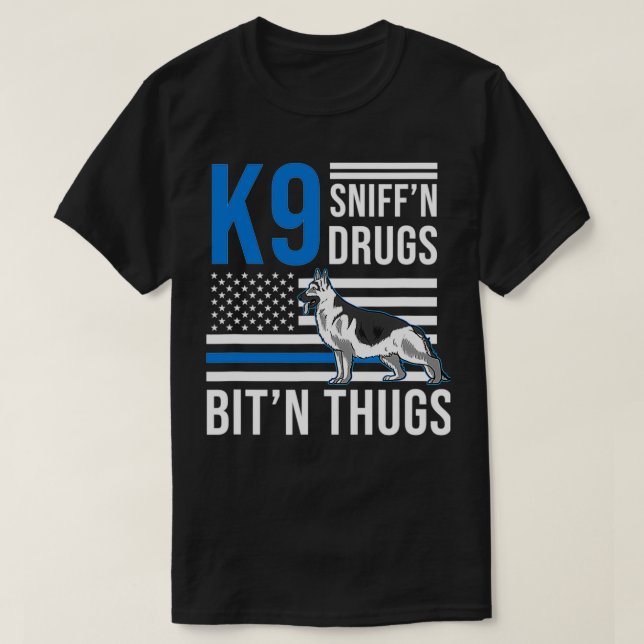 K9 Thin Blue Line Deutsche Schäferpolizei Hund US  T-Shirt (Design vorne)