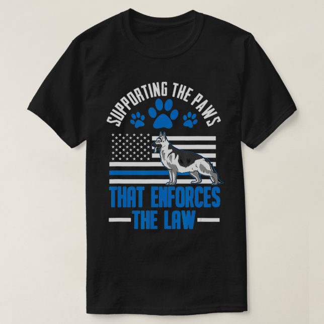 K9 Thin Blue Line Deutsche Schäferpolizei Hund US  T-Shirt (Design vorne)