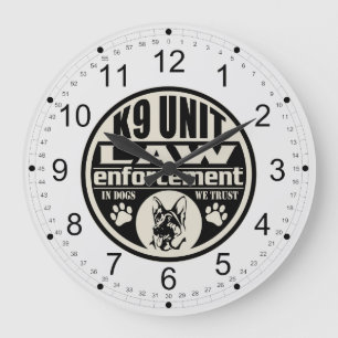 K9 Unit In Dogs We Trust (Black) Große Wanduhr