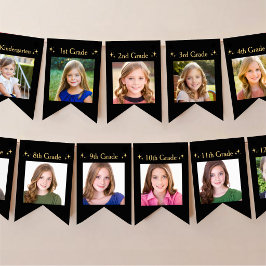 K-12 Foto Schwarz und Gold Abitur Wimpelkette