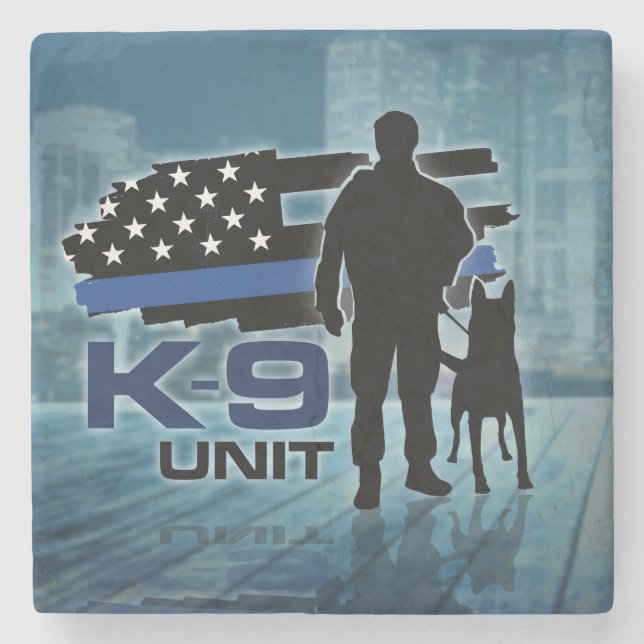 K-9 Einheit - Polizei-Hund - Malinois Steinuntersetzer (Vorderseite)