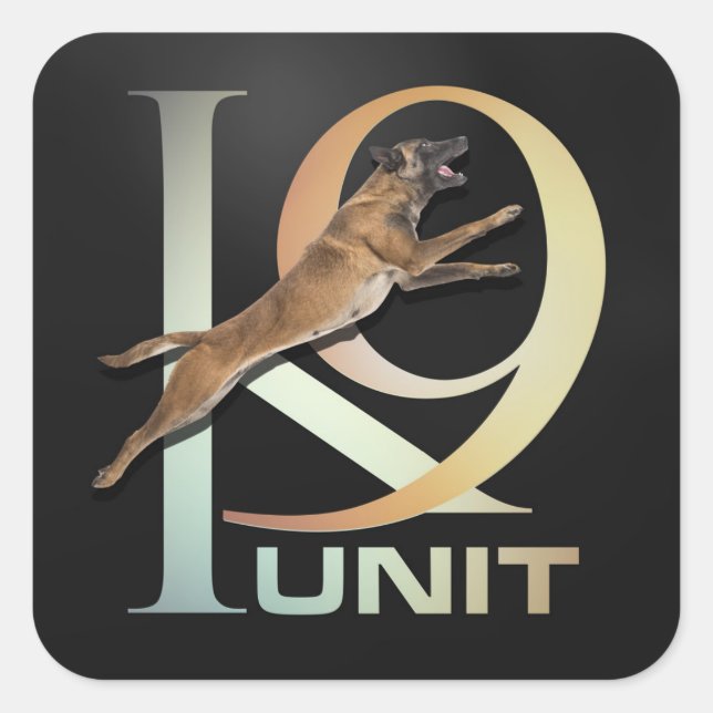 K-9-Einheit - Polizeieinheit - Malinois Quadratischer Aufkleber (Vorderseite)
