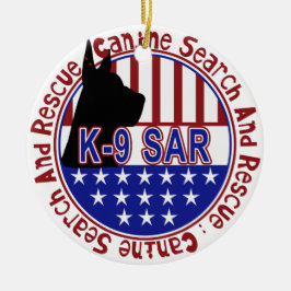 K-9 SAR VERZIERUNGS-SUCHE UND RETTUNG KERAMIKORNAMENT