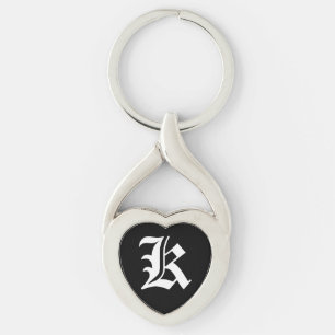 "K" Black Heart Keychain Schlüsselanhänger