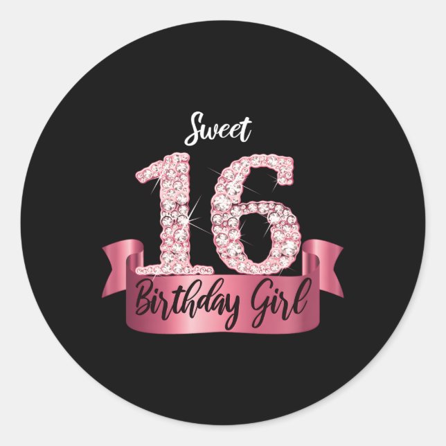 K Black Sweet 16 Style I 16th Runder Aufkleber (Vorderseite)