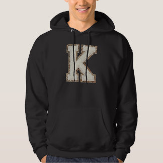 K - Blanc Glitzer Varsity Letter Patches Hoodie