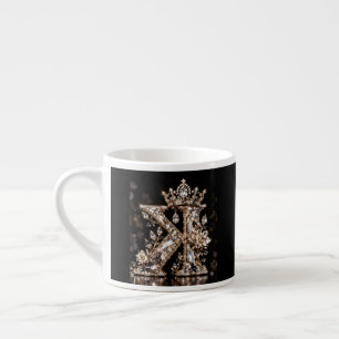 K Buchstabe Beige Kristall Luxus Design Espressotasse