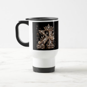 K Buchstabe Beige Kristall Luxus Design Reisebecher