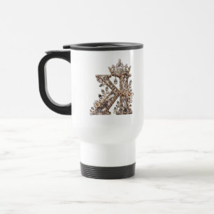 K Buchstabe Beige Kristall Luxus Design Reisebecher