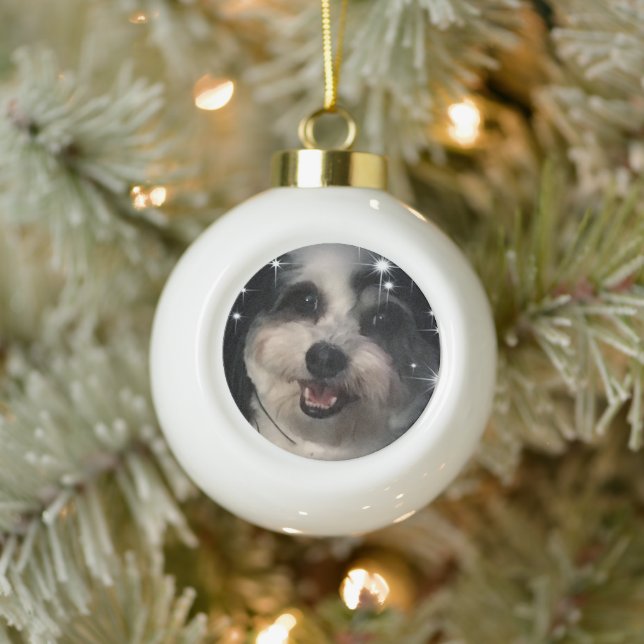 K-Cee Stars Zuchon Hund Keramik Kugel-Ornament (Baum)
