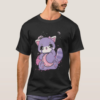 K Decora Fairy Kei Roter Panda Mond Otaku Anime Nu T-Shirt