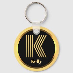 K Gold Mit Monogramm Letter Personalisiert Schlüss Schlüsselanhänger