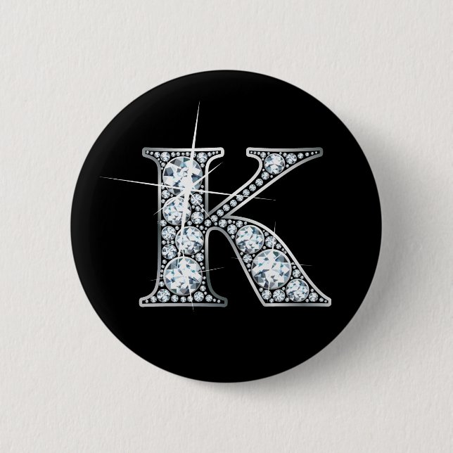"K"-Imitat-"Diamant Bling"-Taste Button (Vorderseite)