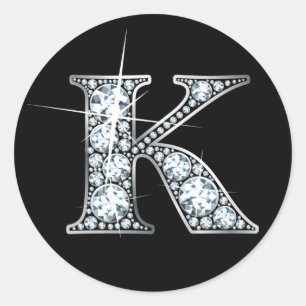 "K"-Imitate-"Diamant Bling"-Sticker Runder Aufkleber