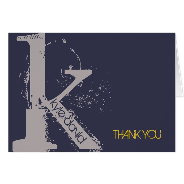 K Initial Collection Bar Mitzvah Danke Karte (Vorderseite (Horizontal))