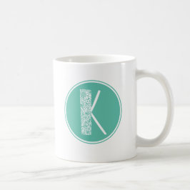 K Initial Floral Monogramm Kaffeetasse