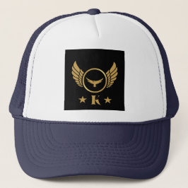 K Initial mit Gold Eagle Image Stylish Monogram Truckerkappe