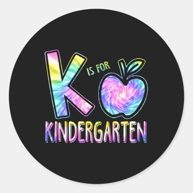 K ist für Kindergartenlehrer Gefärbte Krawatte zur Runder Aufkleber (Vorderseite)