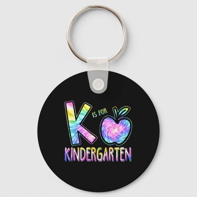 K ist für Kindergartenlehrer Gefärbte Krawatte zur Schlüsselanhänger (Vorderseite)