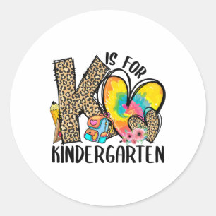 K ist für Kindergartenlehrer Leopard Herz Ck To Runder Aufkleber