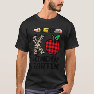 K ist für Kindergartenlehrer Leopard Kariert Rücke T-Shirt