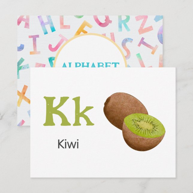 K ist für Kiwi - Alphabet Flash Card Postkarte (Vorne/Hinten)