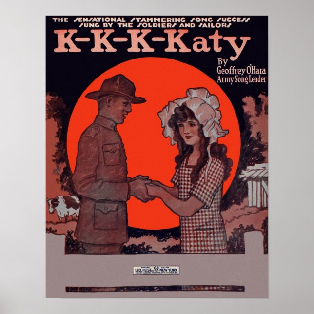 K-K-K-Katy Anfang der 1900er Jahre Notenheft Poste Poster (Vorne)