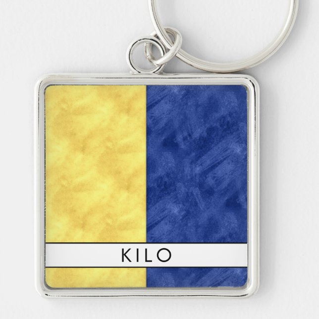 K Kilo Nautical Signal Flag + Your Name Schlüsselanhänger (Vorne)