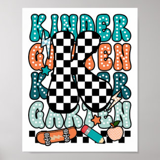 K-Kindergarten-Lehrer Kariert Zurück zur Schule Ki Poster