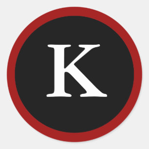 K : LETTRE K INITIALE Stickers rouge, blanc et noi