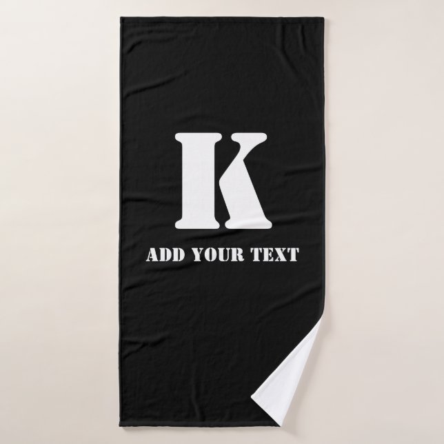 K Monogram Classic Trendy Custom Wedding Templa Badehandtuch (Badehandtuch)