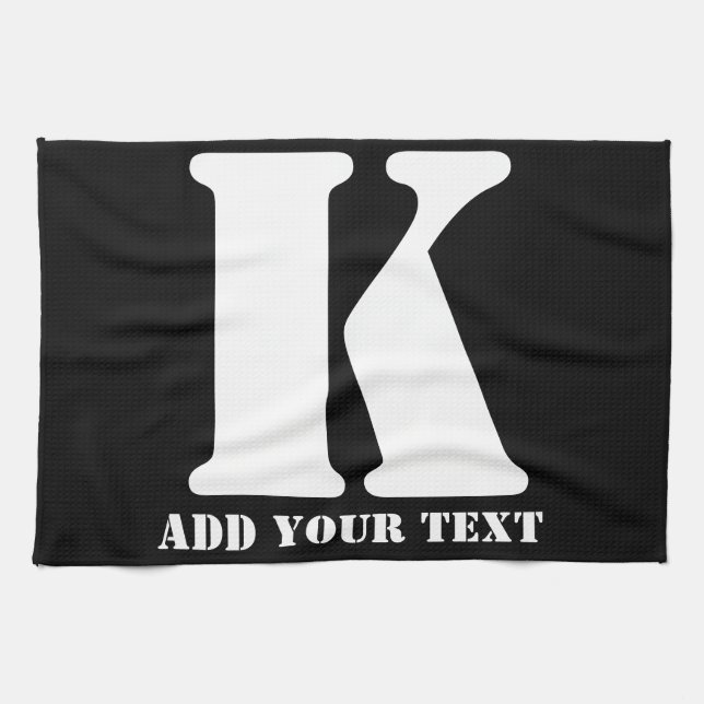 K Monogram Classic Trendy Custom Wedding Templa Geschirrtuch (Horizontal)