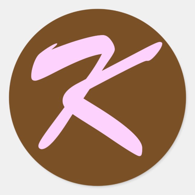 K MONOGRAM ERSTE BRENNPINK RUNDER AUFKLEBER (Vorderseite)