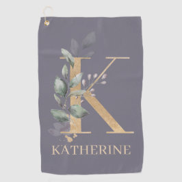 K Monogram Floral Personalisiert Golfhandtuch