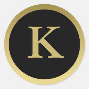 K: Monogram K Elegant Gold and Black Stickers
